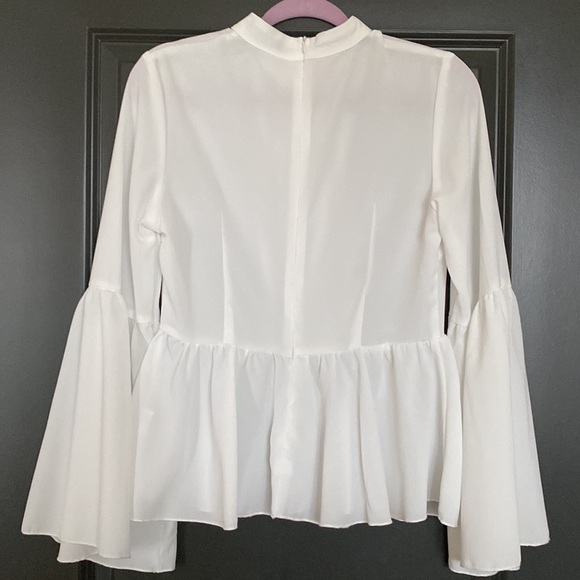 S/M Semi-Sheer Peplum Blouse with Floral Details - Picture 3 of 3